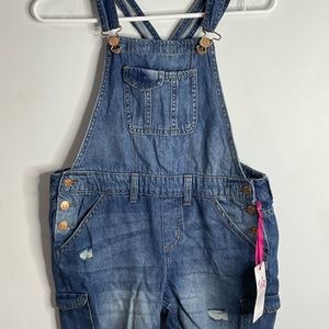 Justice Short Overalls Youth Size 12Plus Fash Denm Shortall Cotton